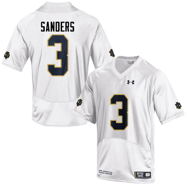 Men's NCAA Notre Dame Fighting Irish #3 C.J. Sanders Stitched College Under Armour Authentic White Football Jersey KZ10K02CA